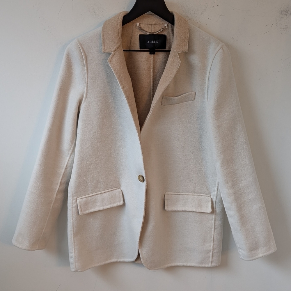 J. Crew Women's Leighton Cream Tan Wool Double Blazer Size 4